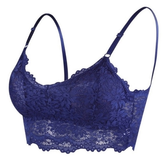 Blue Lace Bralette - One size fits most bra size 30 - 36 (A - C) - Picture 3 of 6